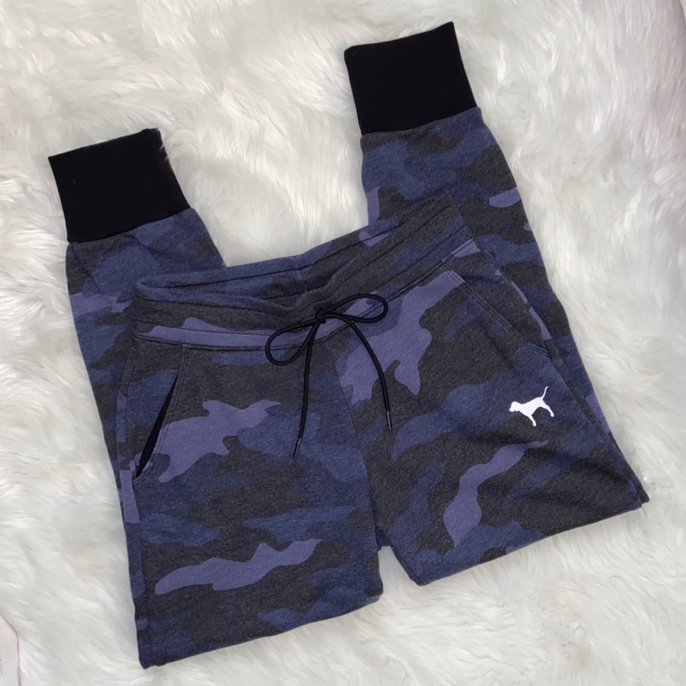 PINK high-waisted Blue Camo Joggers - Picture 2 of 14